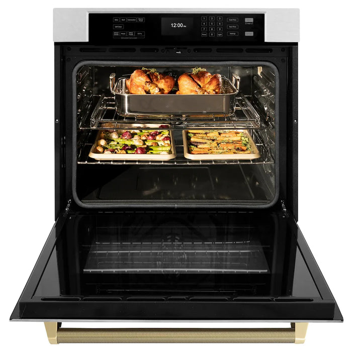 ZLINE Autograph Edition 30" Professional True Convection Single Wall Oven, Air Fry, Self Clean, Stainless Steel, Helix Handles WASSZ-30-KCB09K