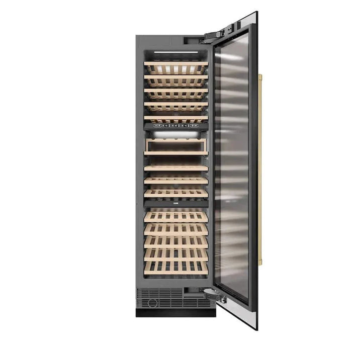 ZLINE 24"Triple Zone 100 Bottle Column Wine Cooler, Black Stainless Steel Champagne Bronze RCWVZ-BS-24-CB09K