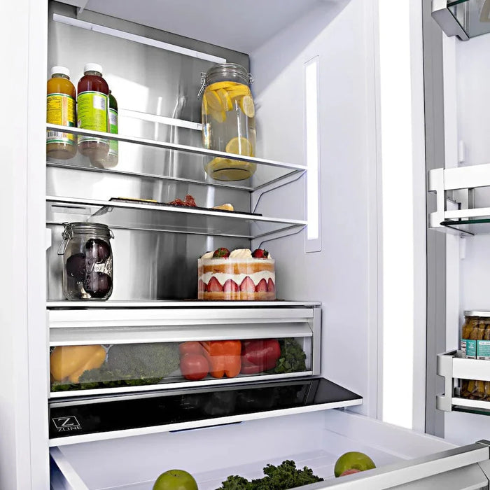 ZLINE 36" Panel Ready Built-In Bottom Freezer Refrigerator,Water Dispenser, Ice Maker, White Matte, Graphite Gray, GRBIV-WM-3609K
