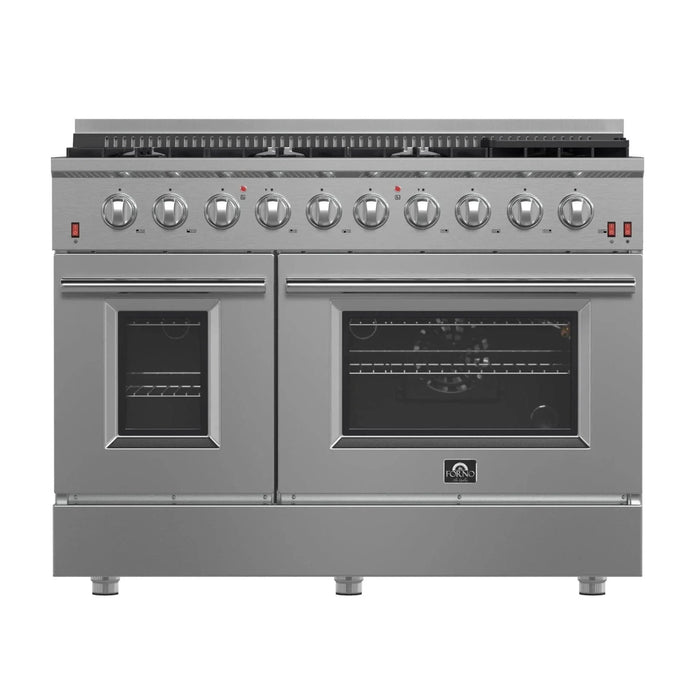 Forno Appliance Package - 48" Gas Range, Wall Mount Range Hood and 60" Refrigerator FBDL-018-04CAUS09K