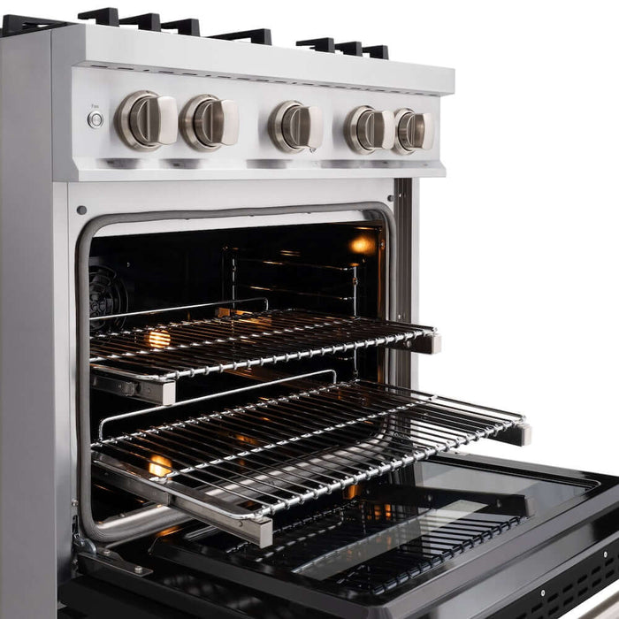 ZLINE 30" Select Dual Fuel Range Gas Cooktop Electric Convection Oven Stainless Steel Black Matte Door HDR-BLM-3009K