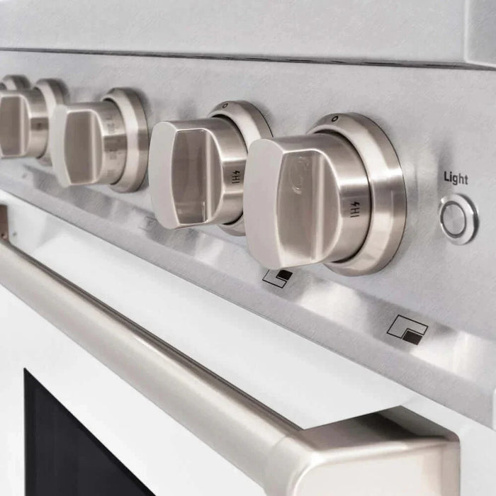 ZLINE 30" Dual Fuel Range, Gas Cooktop, Electric Convection Oven DuraSnow® Stainless Steel, White Matte Door CDRS-WM-3009K