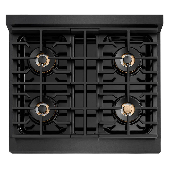 ZLINE 30" Paramount Gas Range, Convection Gas Oven, Black Satin Stainless Steel SGRBSZ-30-CB09K