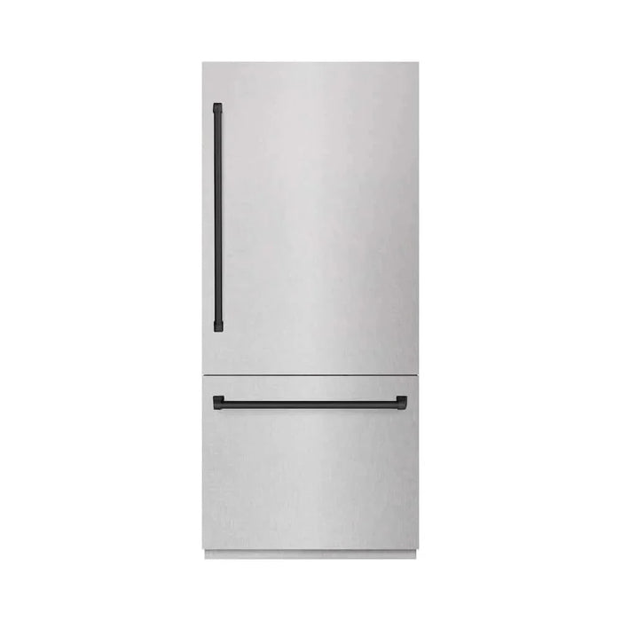 ZLINE 36" Built-In Bottom Freezer Refrigerator,Water Dispenser, Ice Maker, DuraSnow® Stainless Steel Graphite Gray Matte Black GRBITZ-SN-36-MB09K