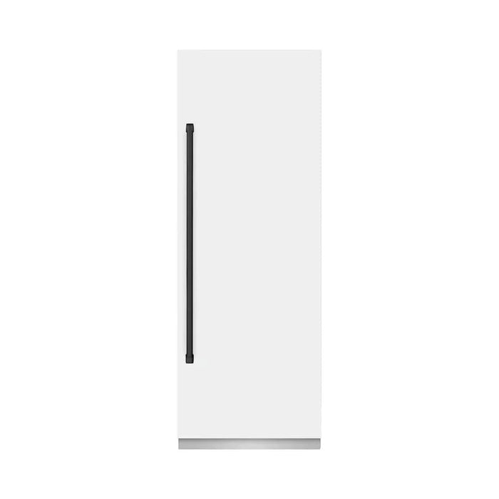 ZLINE 30" Column Refrigerator White Matte Stainless Steel, Graphite Gray Interior Matte Black RCRVZ-WM-30-MB09K