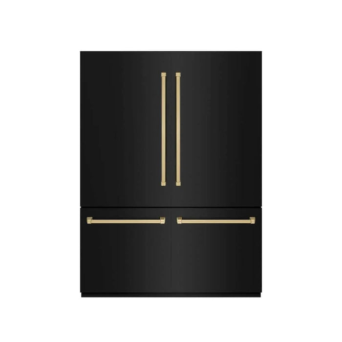ZLINE 60" Built-In Bottom Freezer Refrigerator with Water Dispenser, Ice Maker, Black Stainless Steel, Graphite Gray Interior, Champagne Bronze GRBIVZ-BS-60-CB09K