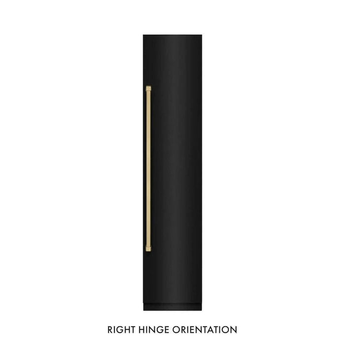 ZLINE 18" Right Hinge Column Freezer Black Stainless Steel, Graphite Gray Interior Champagne Bronze RCFVRZ-BS-18-CB09K