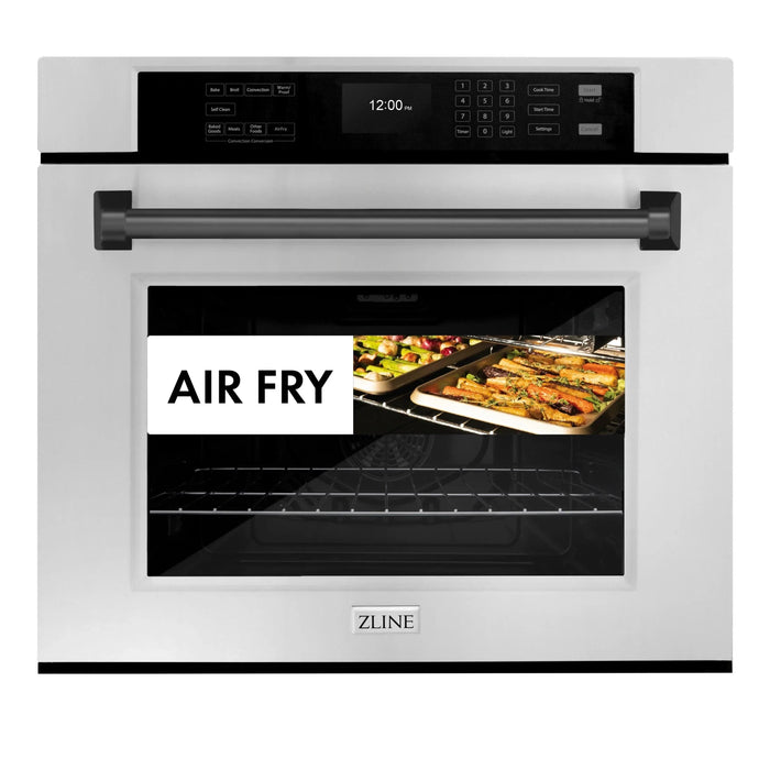 ZLINE 30" Autograph Edition Professional True Convection Single Wall Oven, Air Fry, Self Clean, Stainless Steel, Matte Black WASZ-30-MB09K