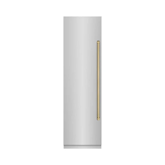 ZLINE 24" Column Freezer Stainless Steel, Graphite Gray Interior Champagne Bronze RCFVZ-304-24-CB09K