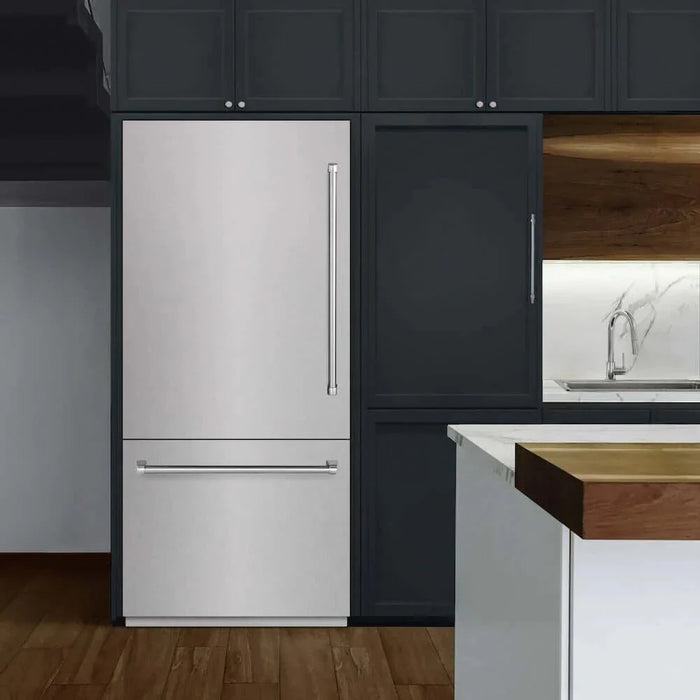 ZLINE 36" Built-In Bottom Freezer Refrigerator,Water Dispenser, Ice Maker, DuraSnow® Stainless Steel RBIT-SN-3609K
