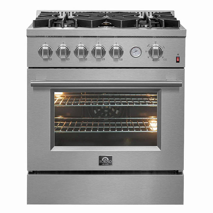 FORNO 2-Piece Appliance Package- 30" Gas Range, 36" French Door Refrigerator Stainless Steel FBDL-020-02-US09K