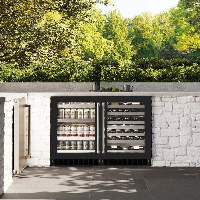 ZLINE 24" Touchstone Dual Zone 44 Bottle Wine Cooler Black Matte Glass Door RWDO-BLM-2409K