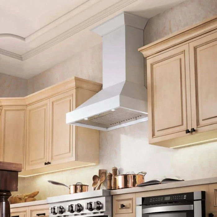ZLINE 30" Wooded Smooth Bright White Finish Wall Range Hood KBWW-3009K