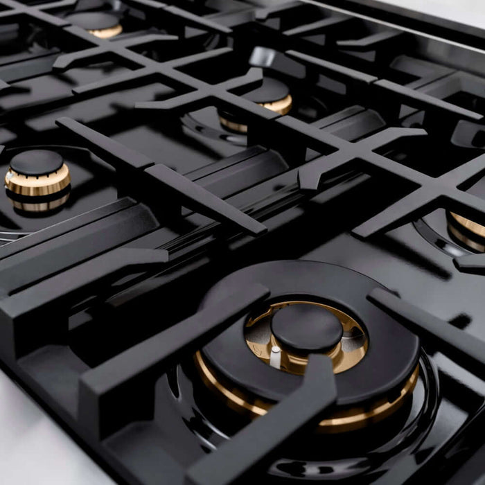 ZLINE 36" Classic Gas Range, Convection Gas Oven Stainless Steel, Champagne Bronze CGRZ-36-CB09K