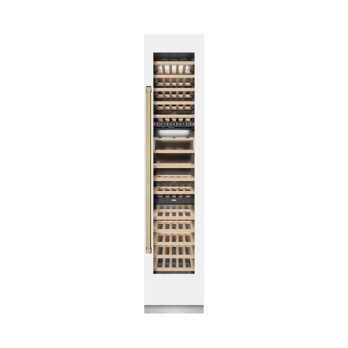 ZLINE 18"Triple Zone 68 Bottle Right Hinge Column Wine Cooler, White Matte Stainless Steel Champagne Bronze RCWVRZ-WM-18-CB09K