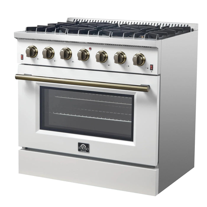 FORNO Galiano 36" Gas on Gas Range FFSGS6244-36WHT09K