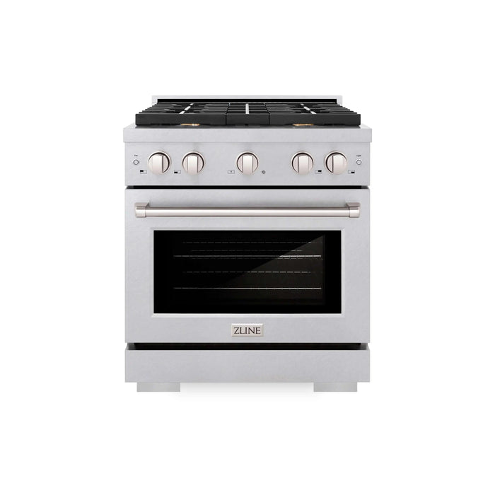 ZLINE 30"Paramount Dual Fuel Range DuraSnow® Brass Burners SDRS-BR-3009K
