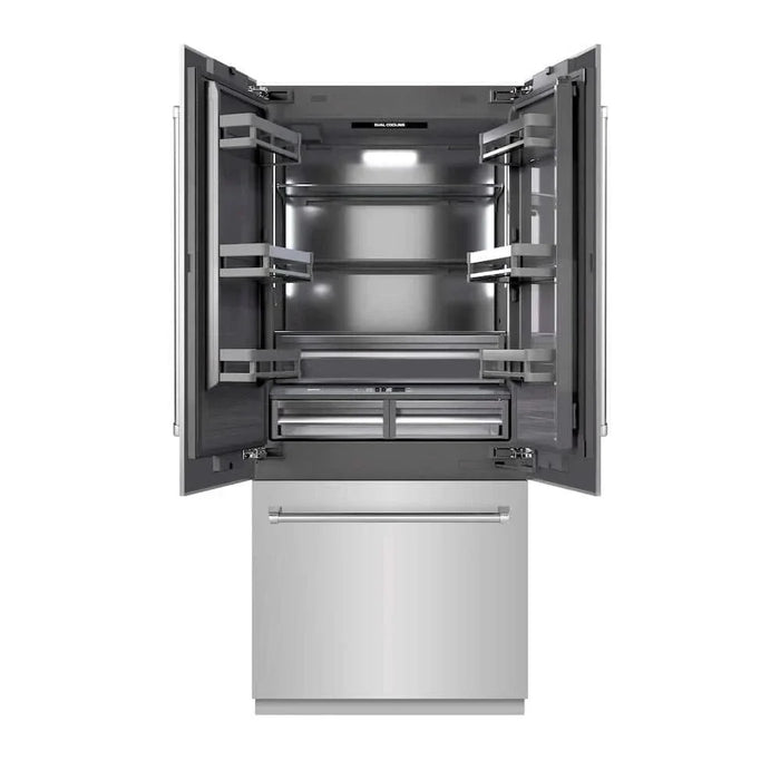 ZLINE 36" Panel Ready Built-In Bottom Freezer Refrigerator,Water Dispenser, Ice Maker,Graphite Gray, GRBIV-304-3609K