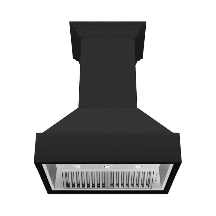 ZLINE Wooden Wall Mount Range Hood in Rustic Black Finish 355CC-3609K