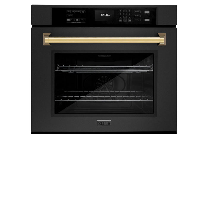 ZLINE 30 "Professional True Convection Single Wall Oven, Air Fry, Self Clean, Black Stainless Steel, Champagne Bronze WASBZ-30-CB09K