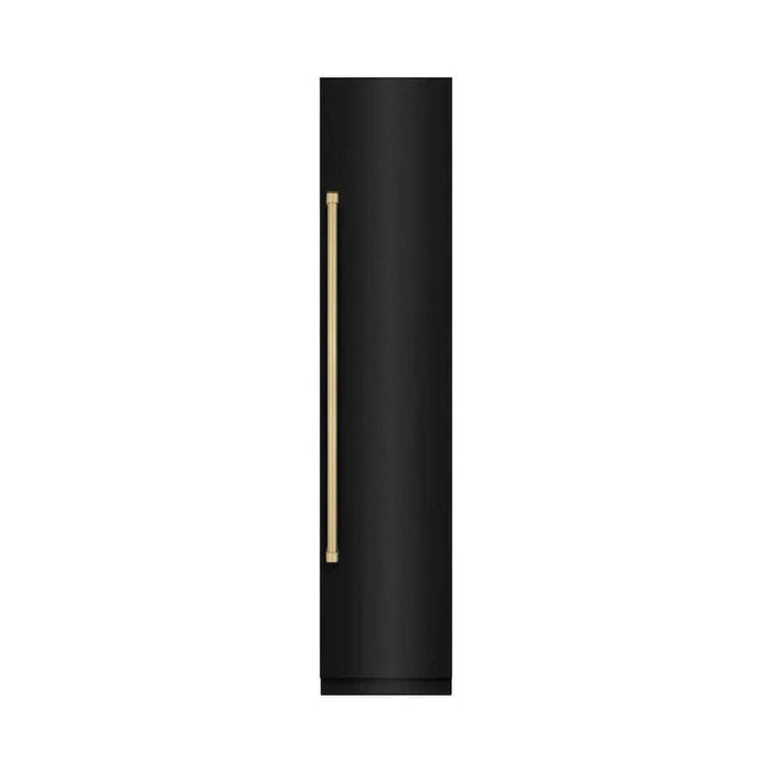 ZLINE 18" Right Hinge Column Freezer Black Stainless Steel, Graphite Gray Interior Champagne Bronze RCFVRZ-BS-18-CB09K