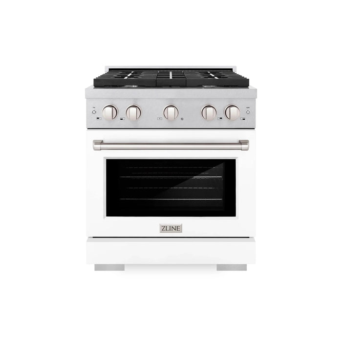 ZLINE 30"Paramount Dual Fuel Range DuraSnow® White Matte SDRS-WM-3009K