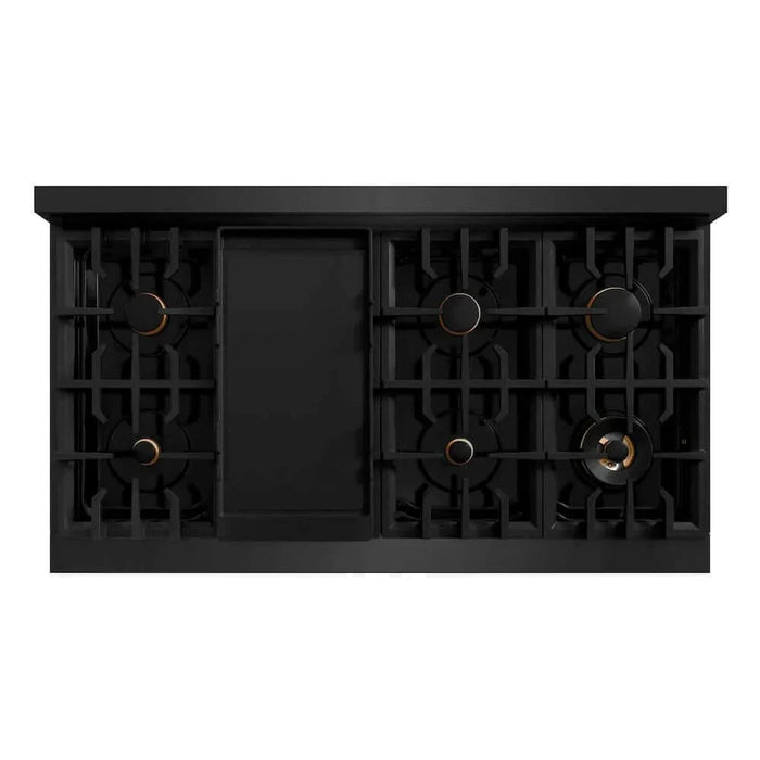 ZLINE 48" Select Gas Range Convection Gas Oven Black Stainless Steel Champagne Bronze HGRBZ-48-CB09K