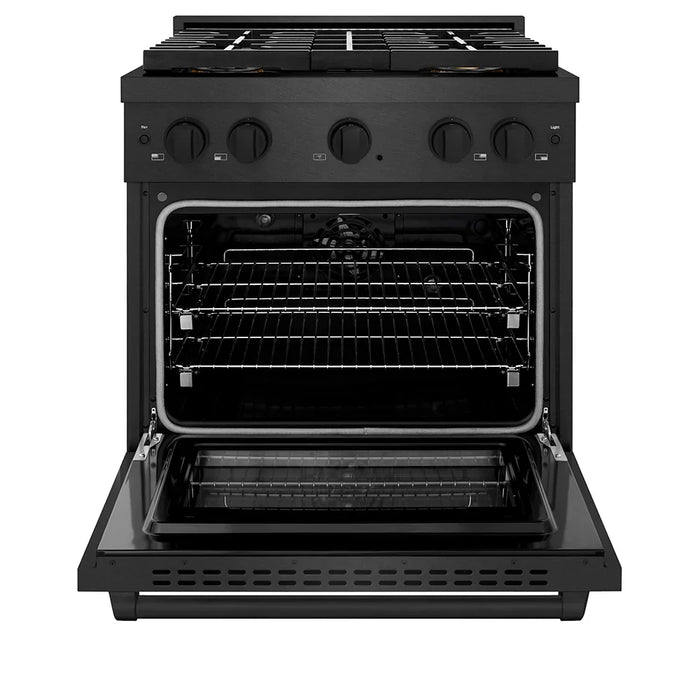 ZLINE 30" Paramount Dual Fuel Range DuoPro™ Cooktop, Electric Convection Oven, Black Satin Stainless Steel PSDRBS-3009K