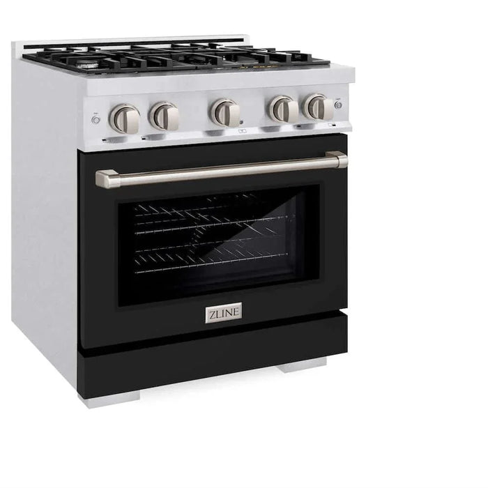 ZLINE 30" Select Gas Range Convection Gas Oven DuraSnow® Stainless Steel Black Matte Door HGRS-BLM-3009K