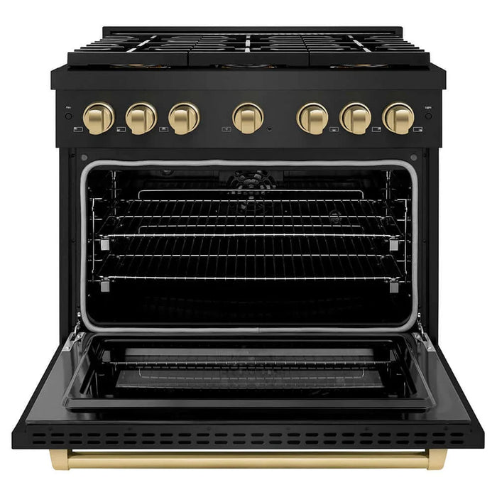 ZLINE 36" Paramount Dual Fuel Range DuoPro™ Cooktop, Electric Convection Oven PSDRBZ-36-CB09K