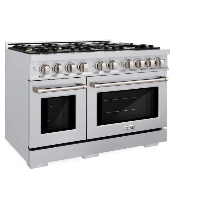 ZLINE 48" Select Dual Fuel Range Gas Cooktop Electric Convection Oven Stainless Steel Brass Burners HDR-BR-4809K