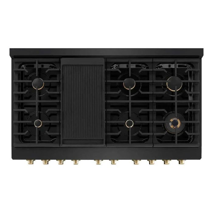 ZLINE 48"Gas Range, Convection Gas Oven, Black, Gold,SGRBZ-48-G09K
