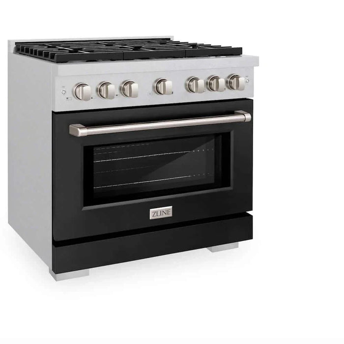 ZLINE 36"Gas Range, Convection Gas Oven, DuraSnow® Black Matte, SGRS-BLM-3609K