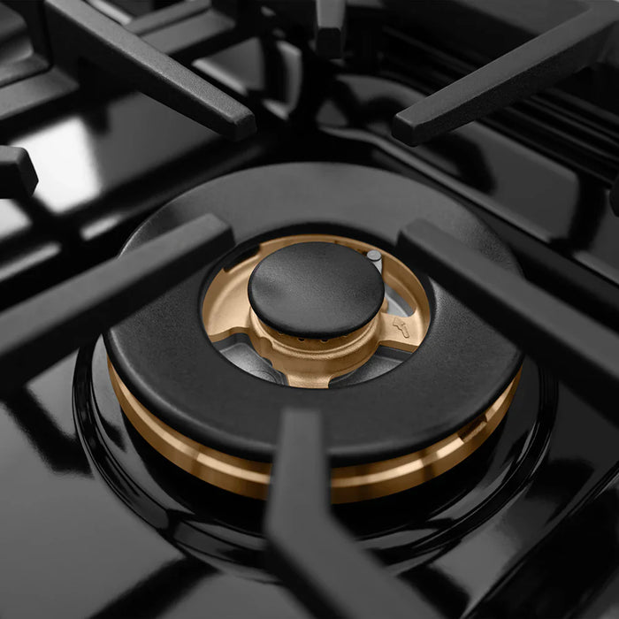 ZLINE 36" Paramount Gas Range, Convection Gas Oven, Black Satin Stainless Steel, Brass Burners SGRBS-BR-3609K