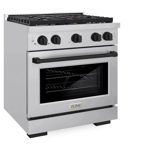 ZLINE 30"Paramount Dual Fuel Range Stainless Steel Matte Black SDRZ-30-MB09K