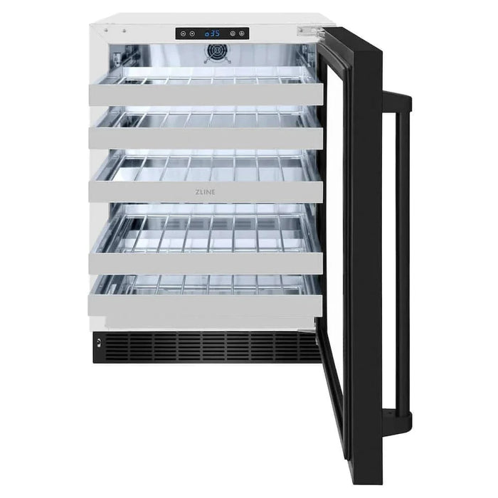 ZLINE 24" Touchstone Dual Zone 44 Bottle Wine Cooler Black Stainless Steel Glass Door RWDO-BS-2409K