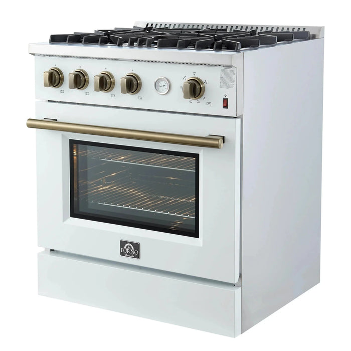 FORNO Marco 30" Gas on Gas Range FFSGS6277-30WHT09K