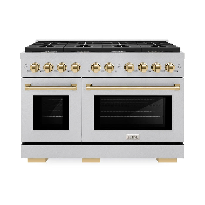 ZLINE 48"Paramount Dual Fuel Range DuraSnow® Gold SDRSZ-48-G09K