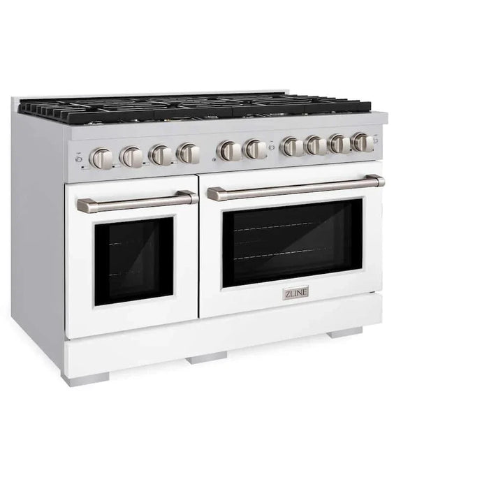 ZLINE 48 In. Gas Range, Stainless Steel, White Matte, SGR-WM-4809K