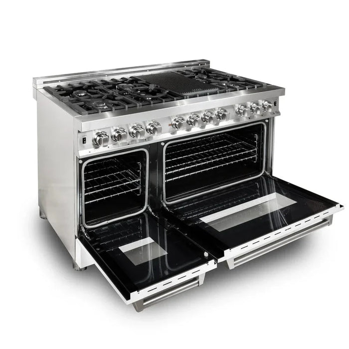 ZLINE 48" Professional Dual Fuel Range with White Matte Door, Griddle RA-WM-GR-4809K