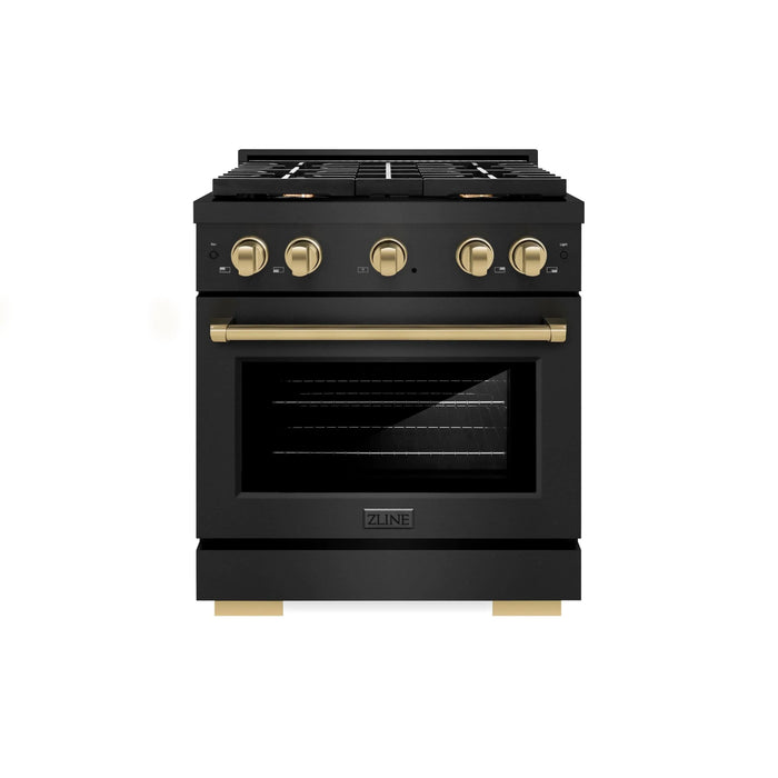 ZLINE 30"Paramount Dual Fuel Range Black Stainless Steel, Champagne Bronze SDRBZ-30-CB09K