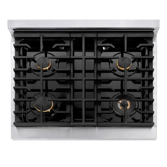 ZLINE 30"Paramount Dual Fuel Range Stainless Steel Gold SDRZ-30-G09K