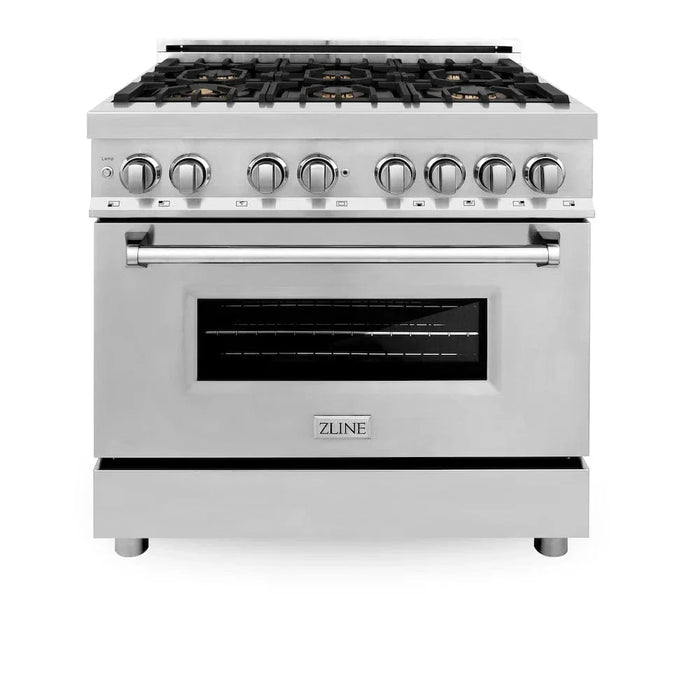 ZLINE 36" Gas Burner/Electric Oven Range, Brass Burners, Griddle RA-BR-GR-3609K