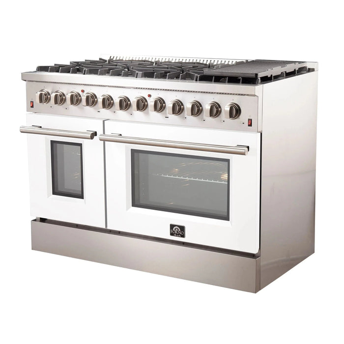 FORNO Galiano 48" Dual Fuel Range, White, FFSGS6156-48WHT09K