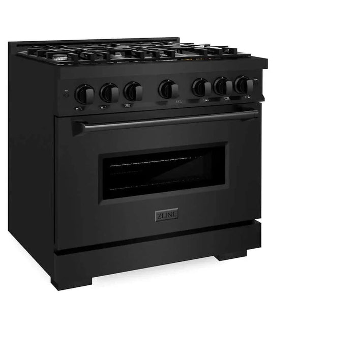ZLINE 36" Classic Gas Range, Convection Gas Oven Black Stainless Steel, CGRB-3609K
