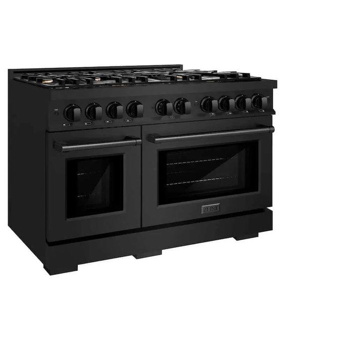 ZLINE 48" Select Gas Range Convection Gas Oven Black Stainless Steel Brass Burners HGRB-BR-4809K