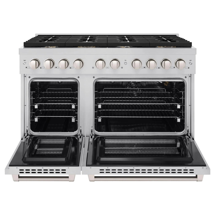 ZLINE 48"Paramount Dual Fuel Range Stainless Steel, Brass Burner, SDR-BR-4809K
