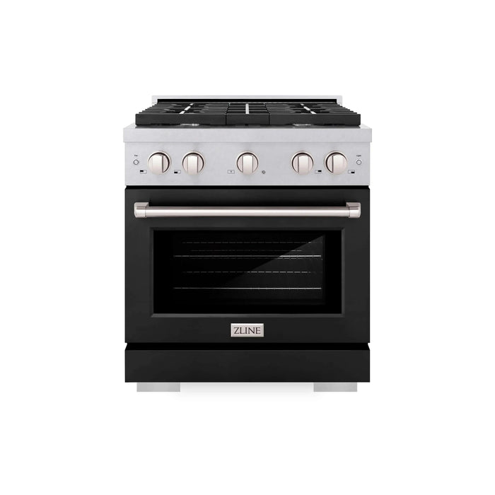 ZLINE 30"Paramount Dual Fuel Range DuraSnow® Black Matte SDRS-BLM-3009K