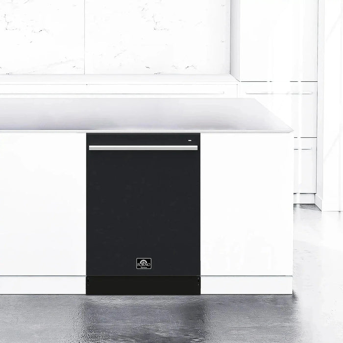 Forno Romano Espresso 24" Built-In Dishwasher in Black with Stainless Steel Handle, FDWBI8035-24BLK09K