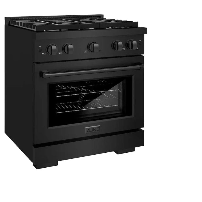 ZLINE 30"Paramount Dual Fuel Range Black Stainless Steel, SDRB-3009K